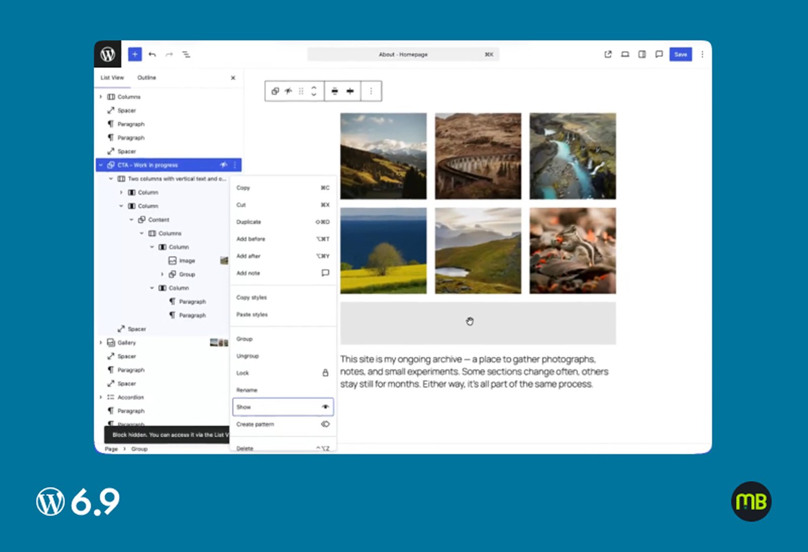 Wordpress 6 9 Advance Block Visibility Highlights 1