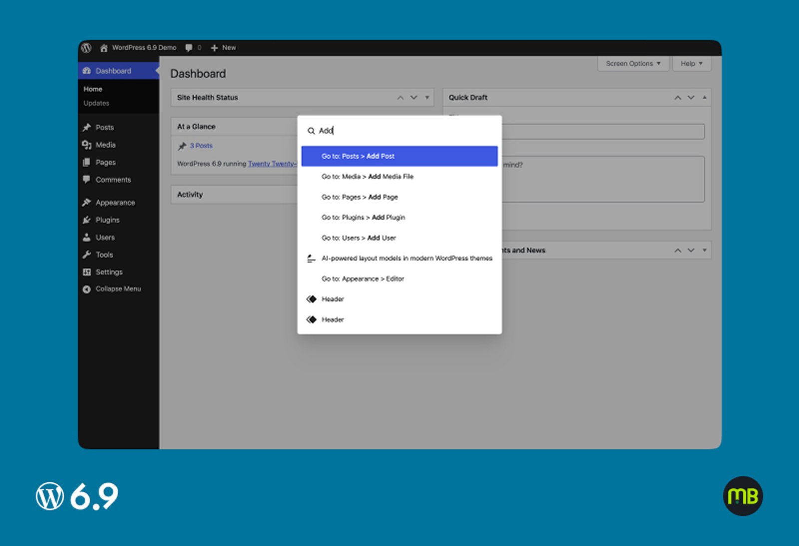 Wordpress 6 9 Command Pallet Highlights 1
