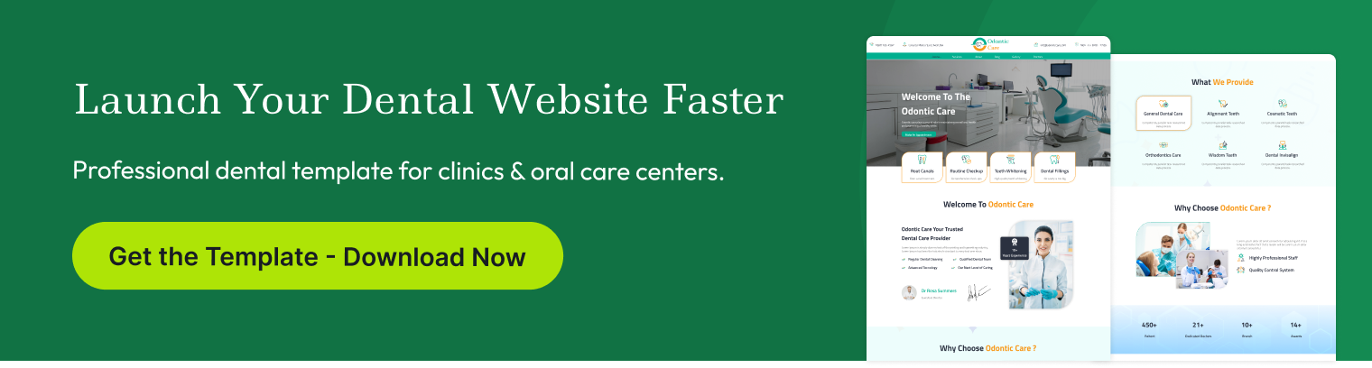 odontic care dental website template elementor kit professional dental template for clinics and oral care centers