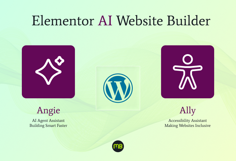 Elementor AI website builder interface showing elementor template kits and accessibility checker