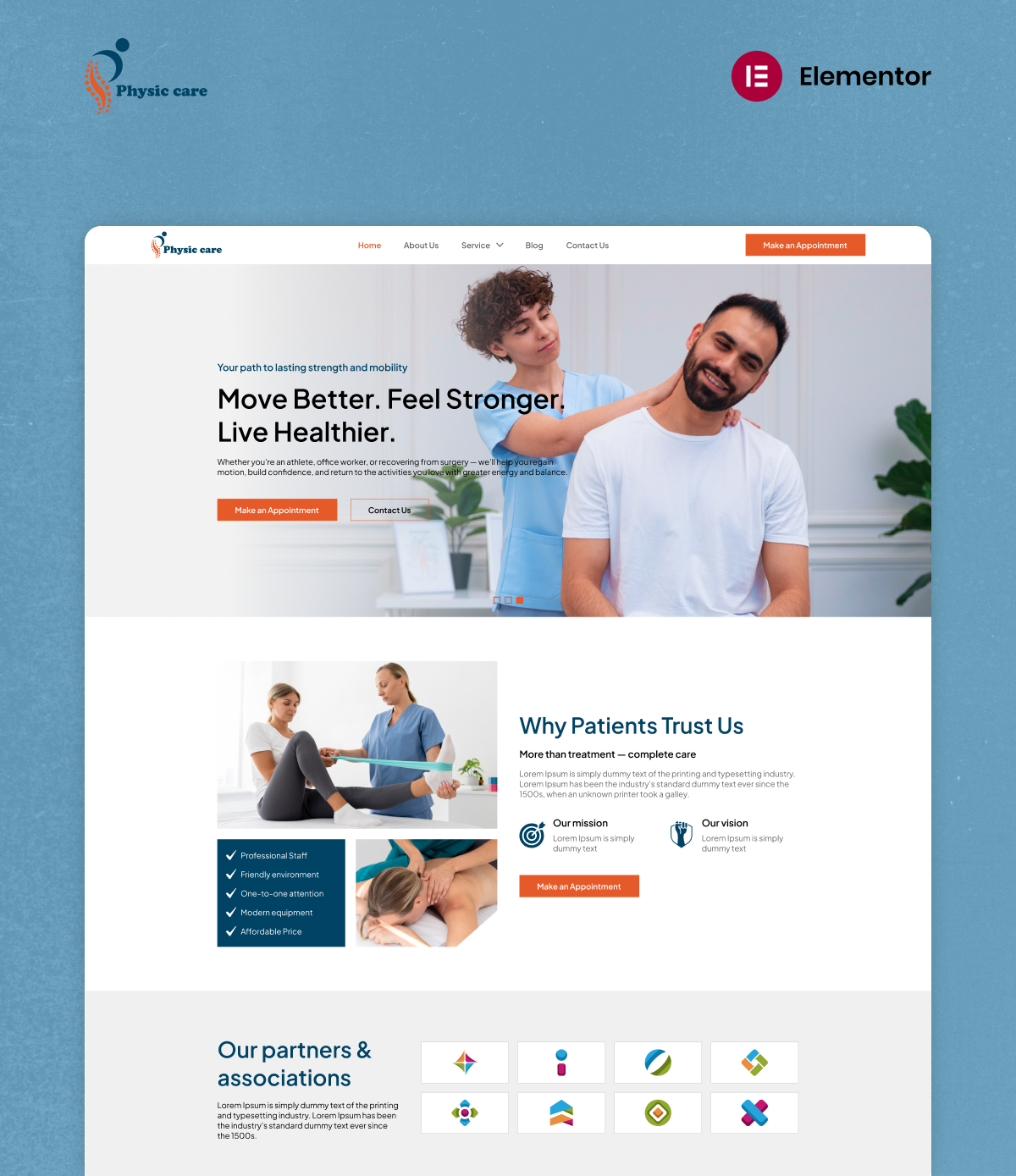 physic care physiotherapy website template elementor kit premium physio clinic hospital template mbtemplates