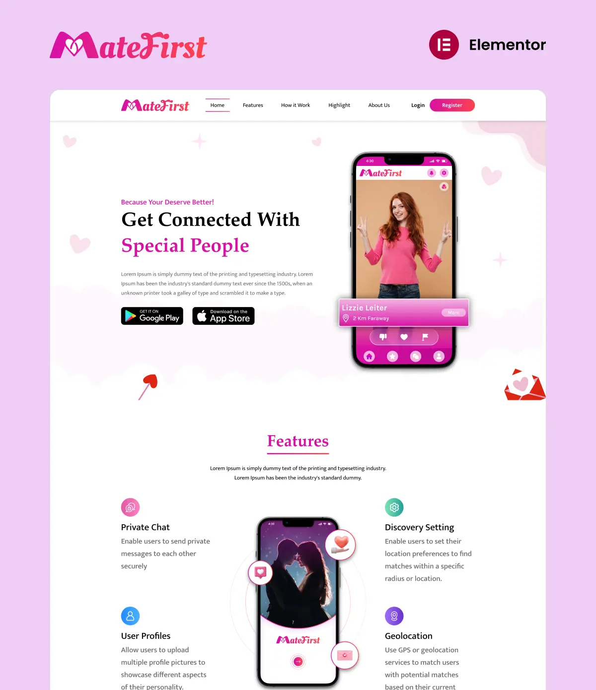 Dating website template for matchmaking brands, startups & apps