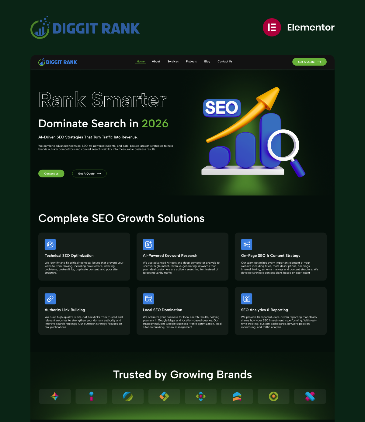 Diggitrank marketing website template