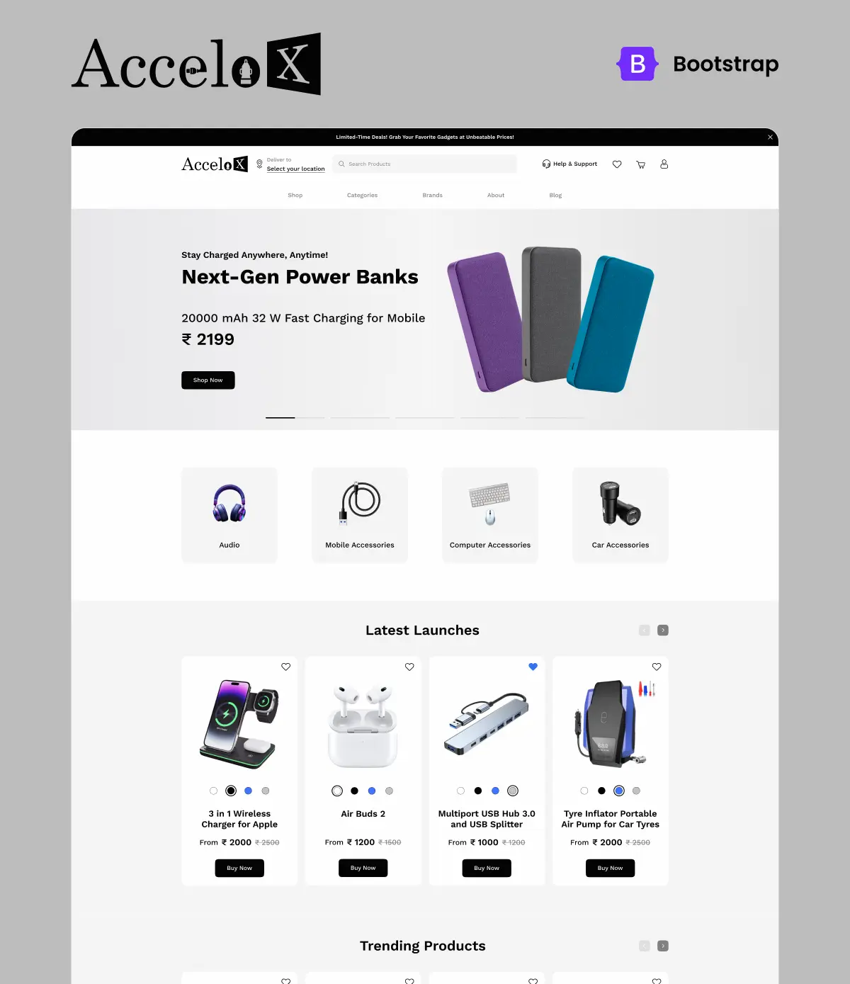 Electronics website template for online tech shops, built with Bootstrap 5