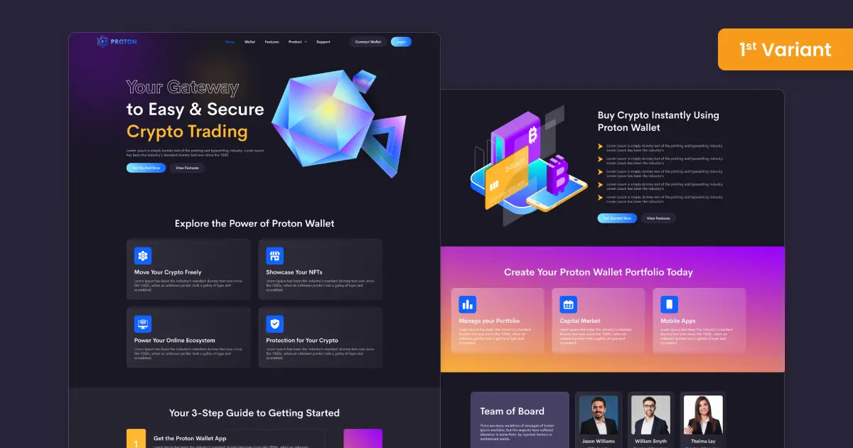 Proton bootstrap landing page for crypto wallet