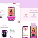 Landing page template for dating startups, fast-loading Elementor layout