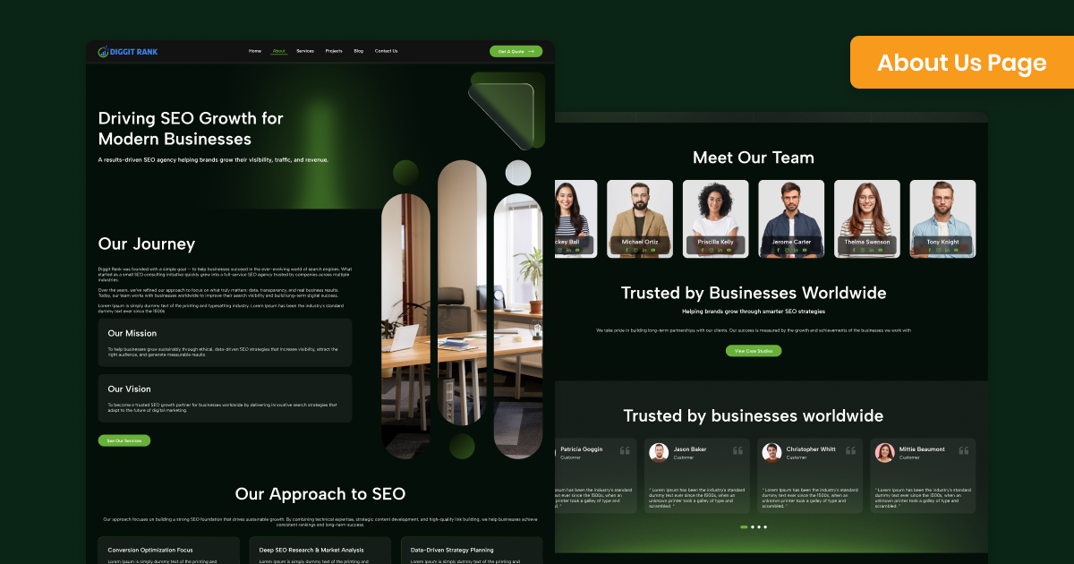 Diggitrank marketing agency website template with responsive design